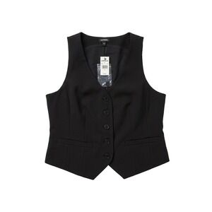 Express Editor Blazer Vest Black Womens Size M Studio Stretch Twill 5-Button NWT